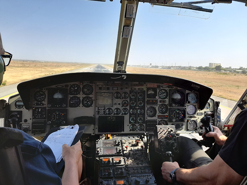 Flight crew in a Bell 412